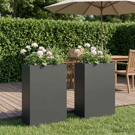 vidaXL Macetero de Jardín 2 uds. Gris antracita 50 x 20 x 75 cm (1/5)
