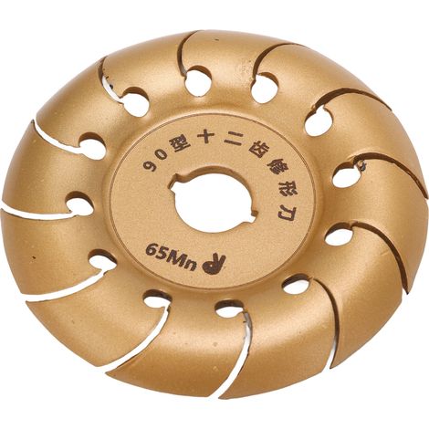 90 mm 12-Zahn-Winkelschleifscheibe zum Schleifen und Polieren von Holz in der Holzbearbeitung, goldfarben (1/5)