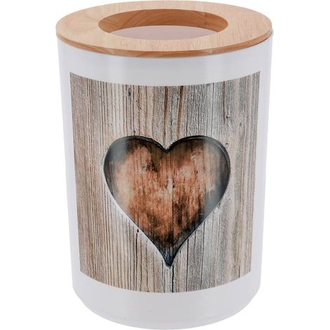 Bedruckter pp abfalleimer mit holzdeckel 5l - liebe - Tendance (1/4)