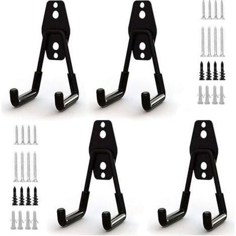 4pcs Crochet de Rangement de Garage en Acier,Stockage outils garage Crochets avec Revêtement Anti-Dérapant Support Lourd pour (1/5)
