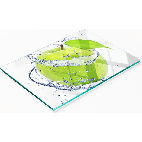 Planche à découper et à servir décorative en verre, vert pomme, 80 x 52 cm (1/5)