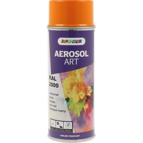 Bombe de peinture - Jaune orange - RAL 2000 - Satiné - Tous supports - Aérosol Art