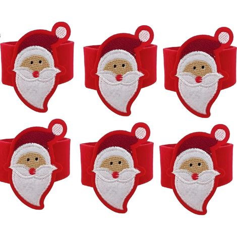 Set 6 Anelli Legatovagliolo con Babbo Natale Decorazione Natalizia Tavola Elegante Ferma tovagliolo Natalizio per Cena, Pranzo, Feste