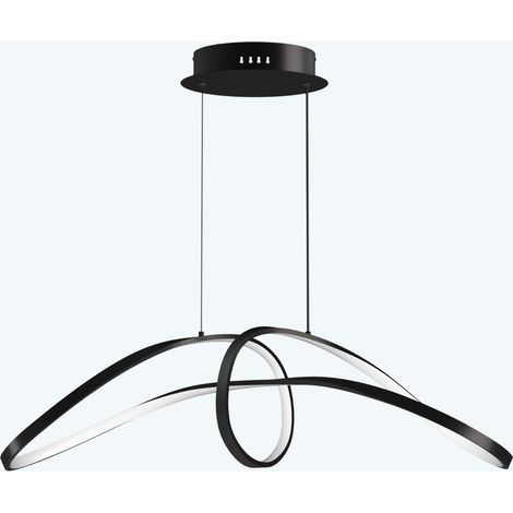 doporro Lampadario a Sospensione 30W, 90 cm, Metallo Base, Lunghezza Filo 100 cm, Altezza regolabile, Lampada da Soffitto a Sospensione per Camera da Letto e Soggiorno, Nero, Alivetta