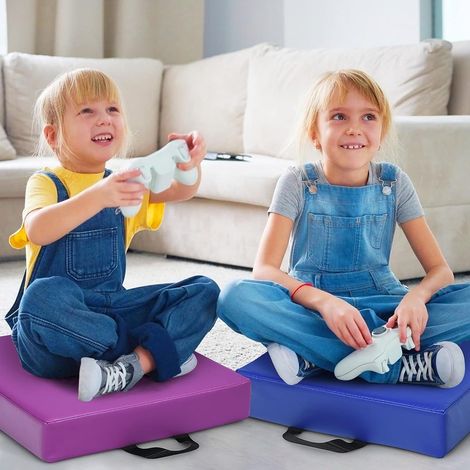 Lot de 6 Coussins de Chaise pour Enfant, Coussins de Sol Multicolores avec Poignées Convient aux Jardins d'enfants 38X38CM Carrés (1/3)