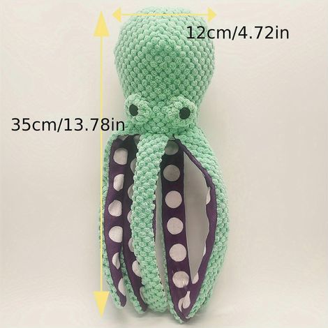 Quietschender Oktopus aus Plüsch für Hunde, kaubeständiges, gehäkeltes Kuscheltier für kleine Hunde, ideal zum Zahnen und gegen Langeweile. (1/5)