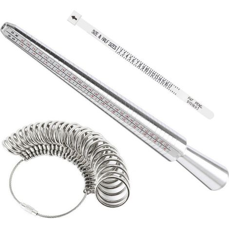 Manche en aluminium jauge bague mandrin métal baguette taille doigt outil avec jeu jauge bague ruban mesure pour mesure taille bijou (1/2)