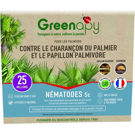 Nématodes SC anti charançon rouge du palmier 25M – Lutte biologique efficace – Pour 1 à 3 palmiers – Application facile et rapide – Biotop