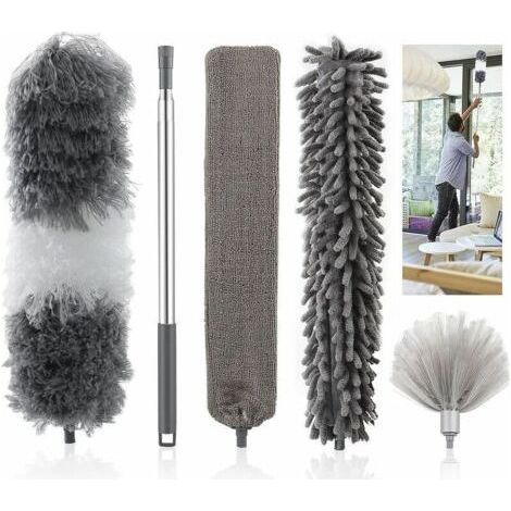 5 in 1 telescopic duster with washable and foldable microfiber wolf head, equipped with a stainless steel handle. Ideal for removing dust from cobwebs, fans, etc. (1/5)
