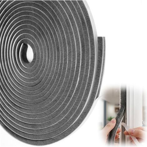 Boudin de porte autocollant avec joint à brosse pour portes, fenêtres, armoire, gris (5 m x 9 mm x 9 mm) (1/5)
