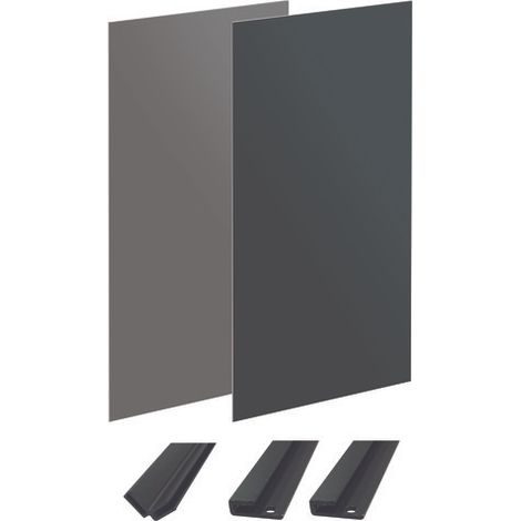 ONDEE ZEN - Pack montage 2 panneaux muraux en angle - gris & anthracite 120 cm - profilés noirs (1/4)