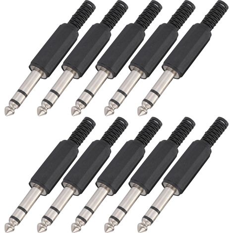 10 pièces prise jack stéréo TRS 6,35 mm,connecteur adaptateur de type à souder 1/4 pouce pour câble de haut-parleur de guitare,câble de raccordement phono,câble de microphone (1/5)