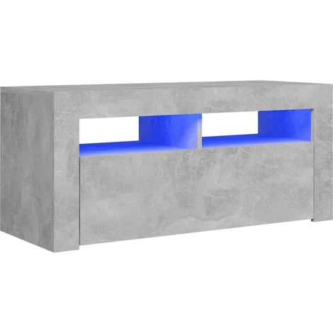 Meuble TV avec lumières LED Gris béton 90x35x40 2 (1/5)