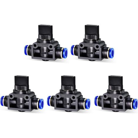 5pcs - Manchon De Carte - Robinet À Boisseau Sphérique - Raccord De Vanne Pneumatique 4mm - Contrôle Air Comprimé - Industriel - Argent - 4mm (1/5)