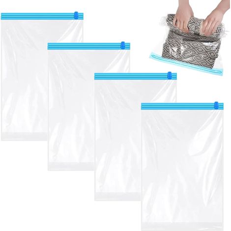 Ensemble de 4 sacs sous vide, sacs de mise sous vide pour vêtements, sacs de compression sous vide, sacs de rangement réutilisables pour literie, vêtements et couettes-AquaForge