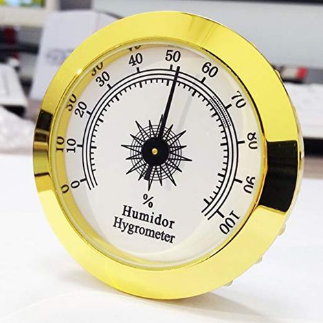 1 hygromètre analogique rond doré pour humidificateur boîte à cigares violon guitare tabac (1/5)
