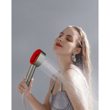 Pommeau de douche portable avec filtre - gris - Filtre haute pression protégeant les cheveux et la peau - contre la chute des cheveux, les pellicules et la sécheresse cutanée (1/3)