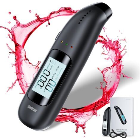 Ethylotest de Police avec Affichage Digital LCD Bleu, avec Batterie Rechargeable USB Ethylotest Professionnel, Embout buccal Inutile, pour Utilisation à la Maison ou Lors de soirées (1/5)