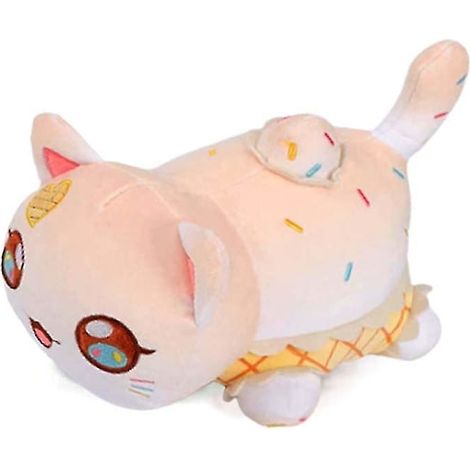 Peluche Chat Aphmau Meows - Chat en peluche doux Meemeow en forme de donut, peluche kawaii frites et cheeseburger, cadeau de Noël - FA -chat de crème glacée (1/4)