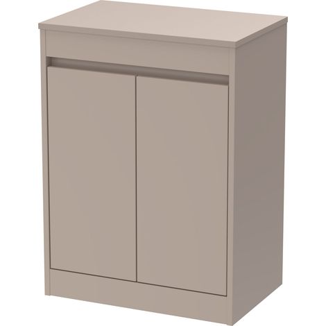 Chartley Contemporary Floor Standing 2 Door Vanity Unit with Laminate Worktop, 600mm, Taupe (1/4)