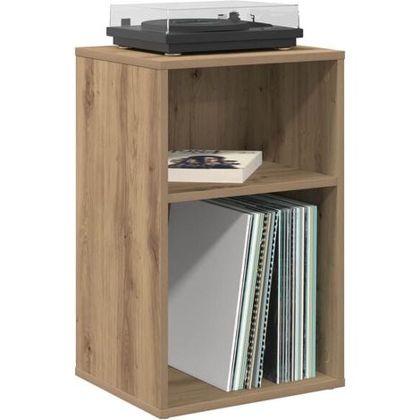 Meuble de Rangement pour Disques Vinyles en Chêne Massif, Étagère à Vinyles 38x33x61 cm, Support de Stockage Élégant et Robuste pour Collection LP (1/5)