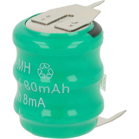 vhbw NiMH Ersatz Knopfzellen-Akku Typ V80H 3-Pins 80mAh 3,6V kompatibel mit Modellbau-Akkus, Solar-Leuchten uvm.