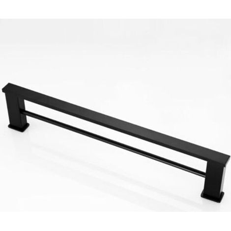 1 unidad, Toallero, Fabricado en aluminio, No requiere taladrar, Apto para baños, cocinas y espacios similares, 40 cm, Doble riel, Negro (1/5)