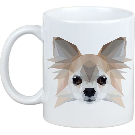 Chihuahua de pelo largo - taza con una foto y la inscripción perro geométrico Art-Dog (1/5)