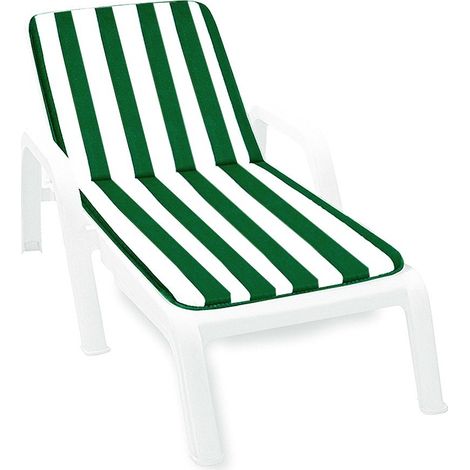 Cuscino Sdraio Morbido A Righe Copri Seduta Lettino Prendisole Pieghevole 100% Made In Italy - Verde