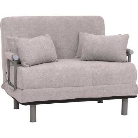 Poltrona letto HHG-695, pieghevole Divano letto, superficie riposo 190x100cm, tessuto bouclé (500g/m²), grigio