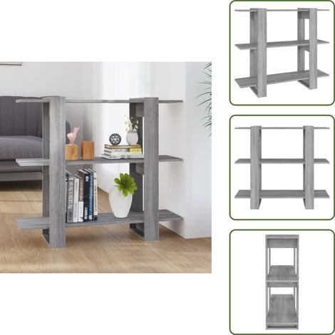 Bücherregal/Raumteiler Grau Sonoma 100x30x87 cm - Bucherregal - Raumteiler - Holzmöbel - Grau Sonoma - Modernes Wohnen (1/5)