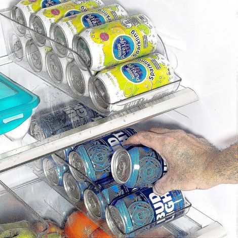 Lot de 2 - Jinamart Organisateur de réfrigérateur pour canettes de soda, porte-canettes, pour réfrigérateur, cuisine, comptoirs, placards - Distributeur de canettes en plastique transparent A (1/5)