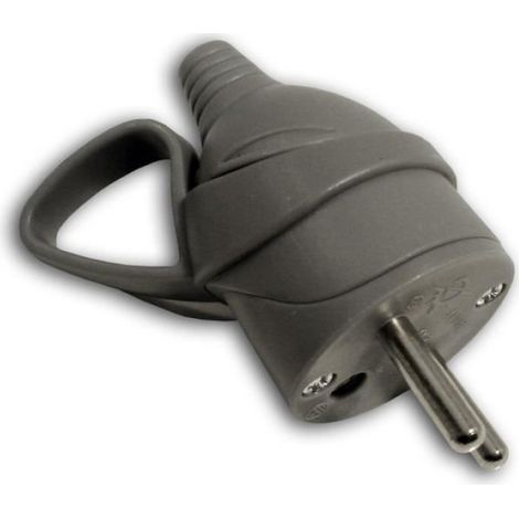 Fiche Electrique Male A Anneau - 2P T 16 A - Gris - Pour Câble HO5VV F 3x1 Et 3x1 5 Mm² - Norme NF (1/2)