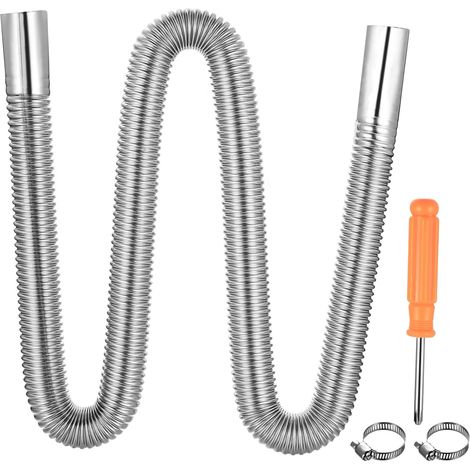 1 Pièce Raccord Coudé Tuyau d'Échappement 25 mm pour Chauffages Diesel et Générateurs, Tuyau en Acier Inoxydable Voiture, avec 2 Pinces (1/5)