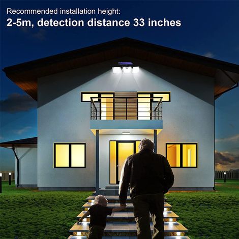 Lampe Solaire Exterieur avec Détecteur de Mouvement, Projecteur Solaire 3 Têtes 265 LEDs IP65 Étanche pour Jardin (Lot de 2) MOONSTARS (1/4)