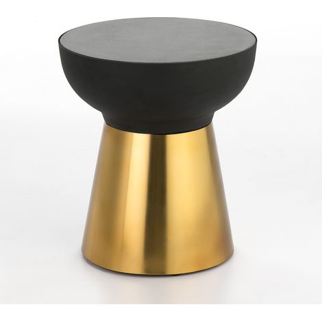 Table d'appoint ronde granit noir et métal doré Alex (1/4)