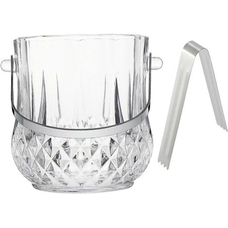Seau à glace en verre avec poignée, compatible avec le rangement et l'utilisation. (1/5)