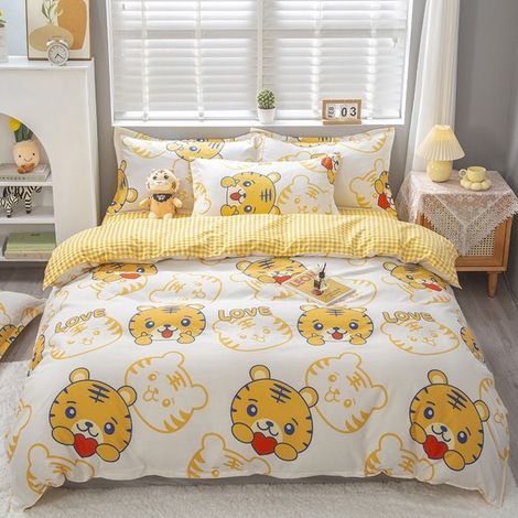 Ensemble de housse de couette et taie d'oreiller pour lit double 220240 draps 250230 taies d'oreiller 2 pièces-Tigre (1/2)
