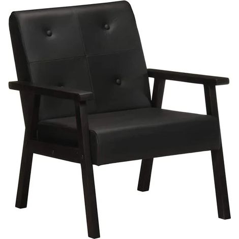 Fauteuil en cuir véritable noir (1/5)