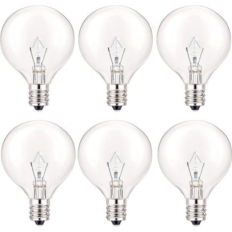G40 Bulbs Pack of 6 – E12 7W 60 lm – Waterproof Filament – For Indoor/Outdoor Decorative Lights and Garlands – Amber Light