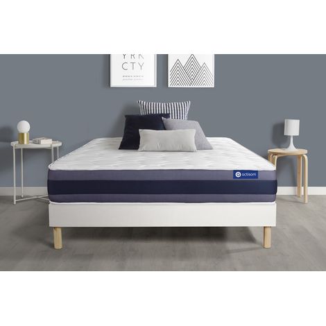 Ensemble matelas Ressorts ensachés+Mémoire de forme ACTIFLEX MORPHO 90x190 Maxi épaisseur 5zones confort + sommier KIT blanc (1/5)