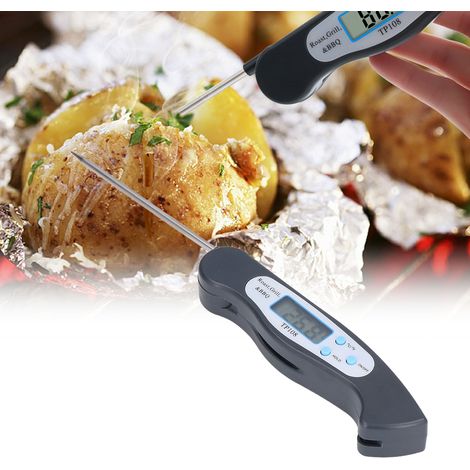 Thermomètre de cuisine à sonde en acier inoxydable de qualité alimentaire pour barbecue, thermomètre numérique électronique pliable à mesure multi-angles (1/5)