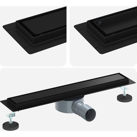 Desagüe de ducha 2 en 1 con sifón de 360° Negro 50 cm vidaXL