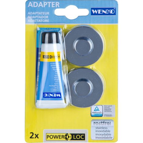 WENKO Power-Loc® Adapter Premium/Classic, Befestigen ohne bohren, Silber glänzend, Kunststoff chrom (1/2)
