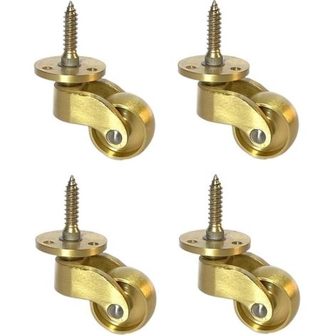 Lot de 4 roulettes en laiton massif antique avec roue de 25 mm (1/5)