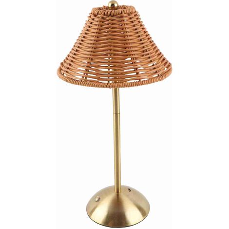 Lampe de table rotin bohème sans câble rechargeable LED à intensité réglable lampe de nuit luminaire décoratif intérieur restaurant hôtel table à manger (1/5)