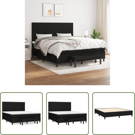 Matelas à ressorts ensachés - Sommier à lattes de lit avec matelas Noir 160x200 cm Tissu (1/5)