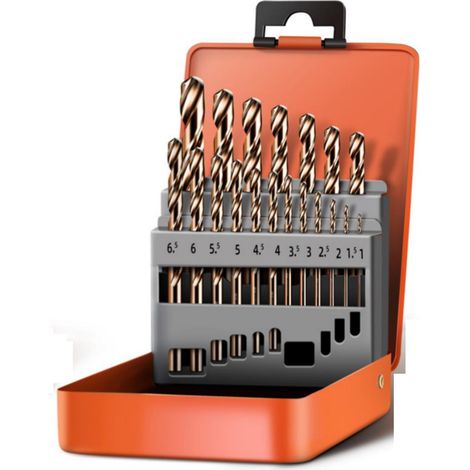 Mèche Métal Hss Cobalt - Acier Inoxydable Et Fer - Pointe 135 Degrés - Set 19 Pièces 1 À 10 Mm (1/5)