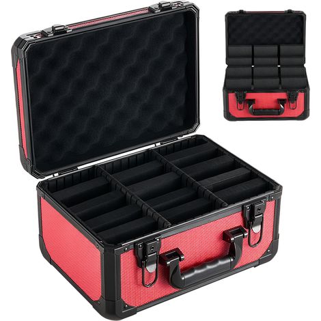 Mophorn Caja para tarjetas graduadas con capacidad para 96 tarjetas PSA, 76 SGC, 68 BGS, 348 protectores o más de 999 tarjetas sueltas, equipada con cerradura mecánica y llaves, color rojo (1/5)