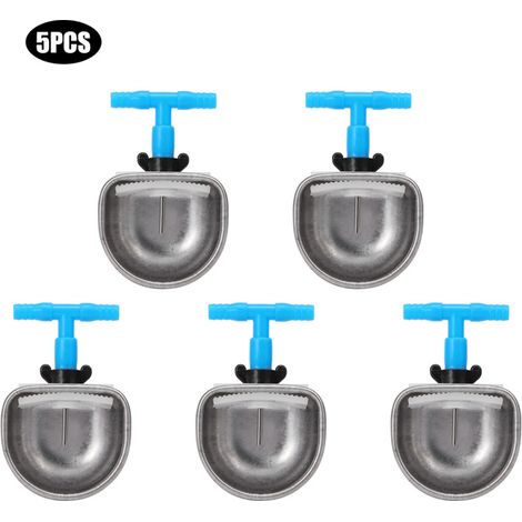 Lot de 5 abreuvoirs automatiques en acier inoxydable pour lapins, avec tétine et raccord en T. Accessoire de ferme. (1/5)